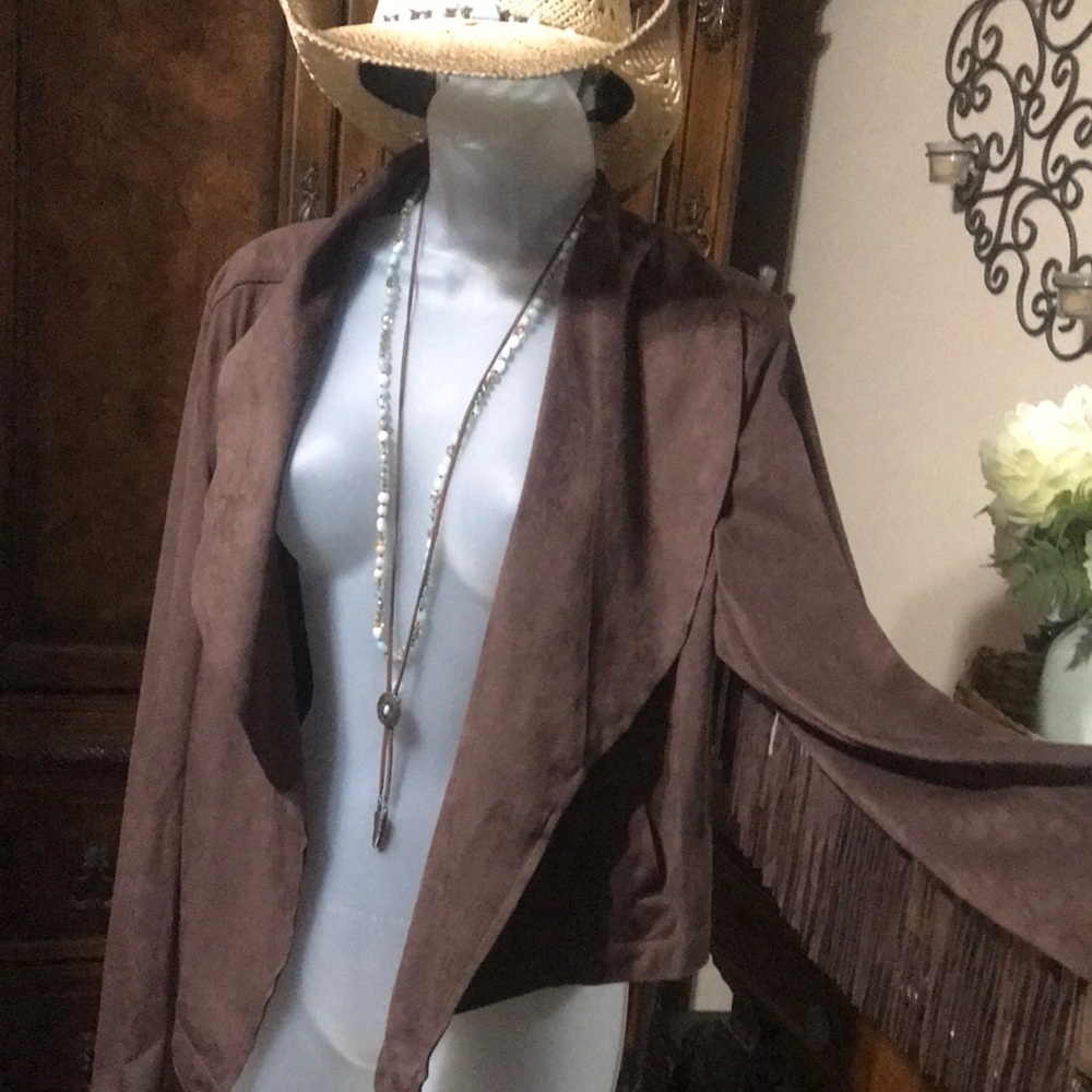 Shyanne Brown Jacket with Fringe Details NWOT